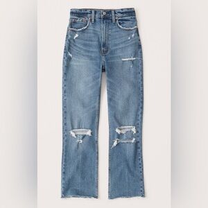Abercrombie & Fitch Ulta High Rise Ripped Ankle Straight Jeans